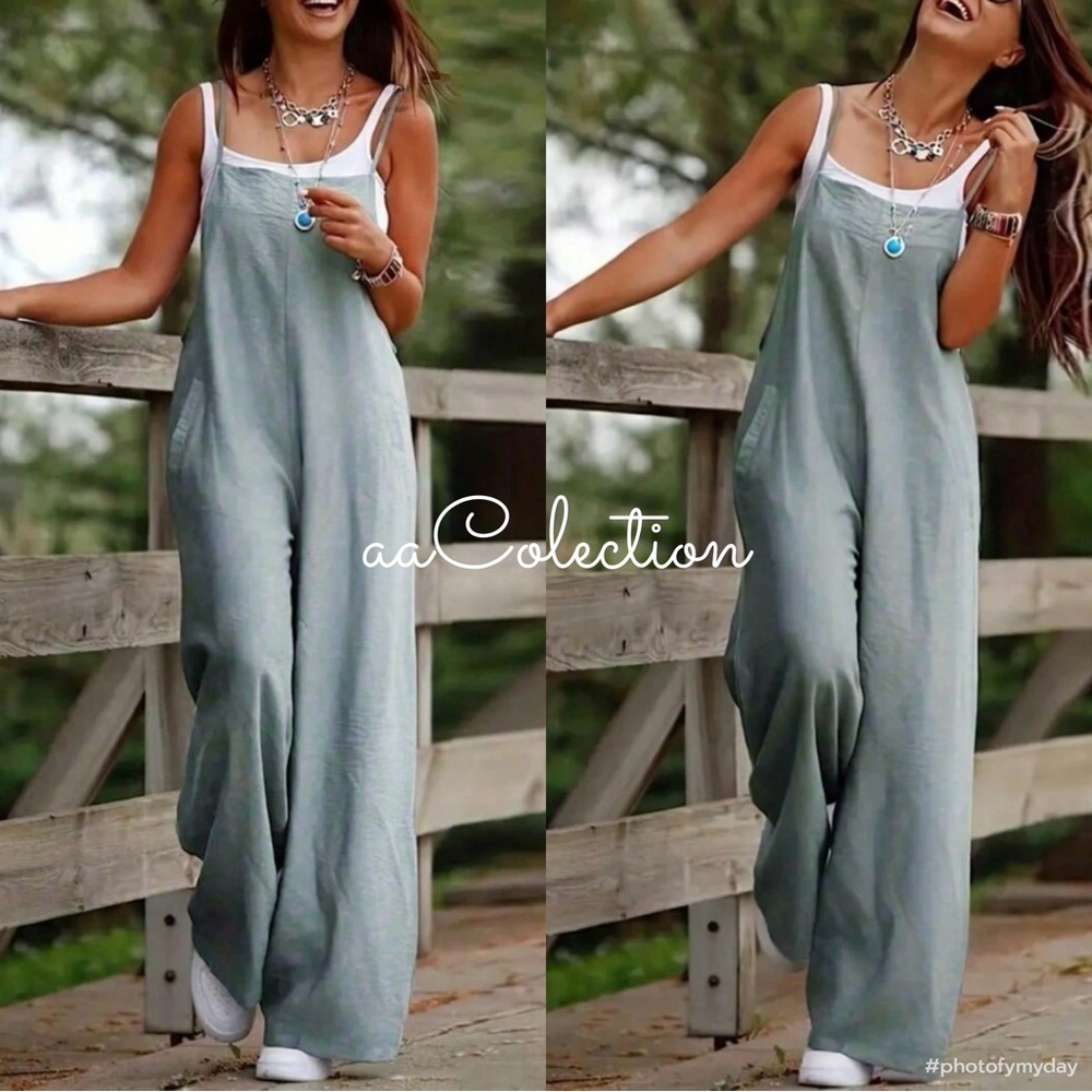 Boho Pocket Cami Wide Leg Jumpsuit